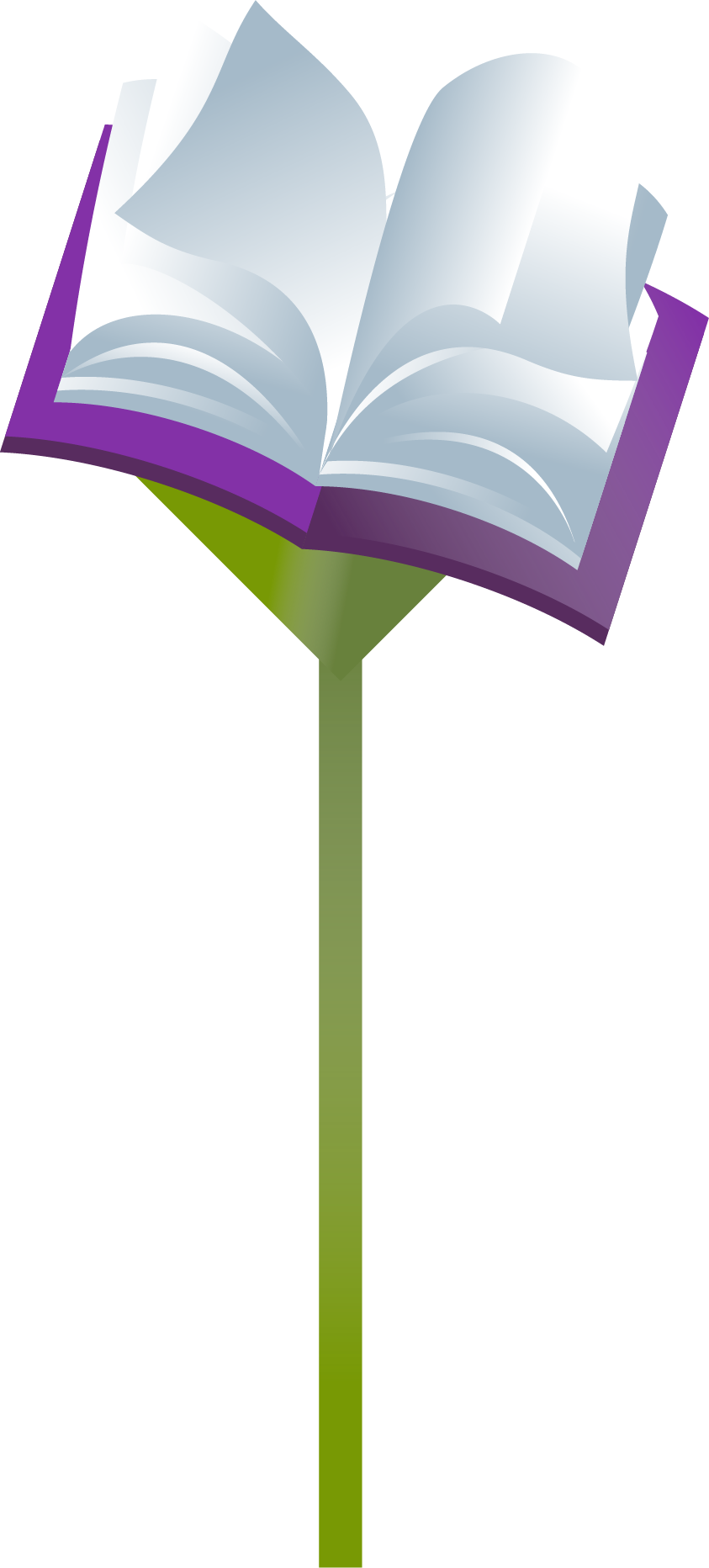 Image of a purple flower with a book for petals