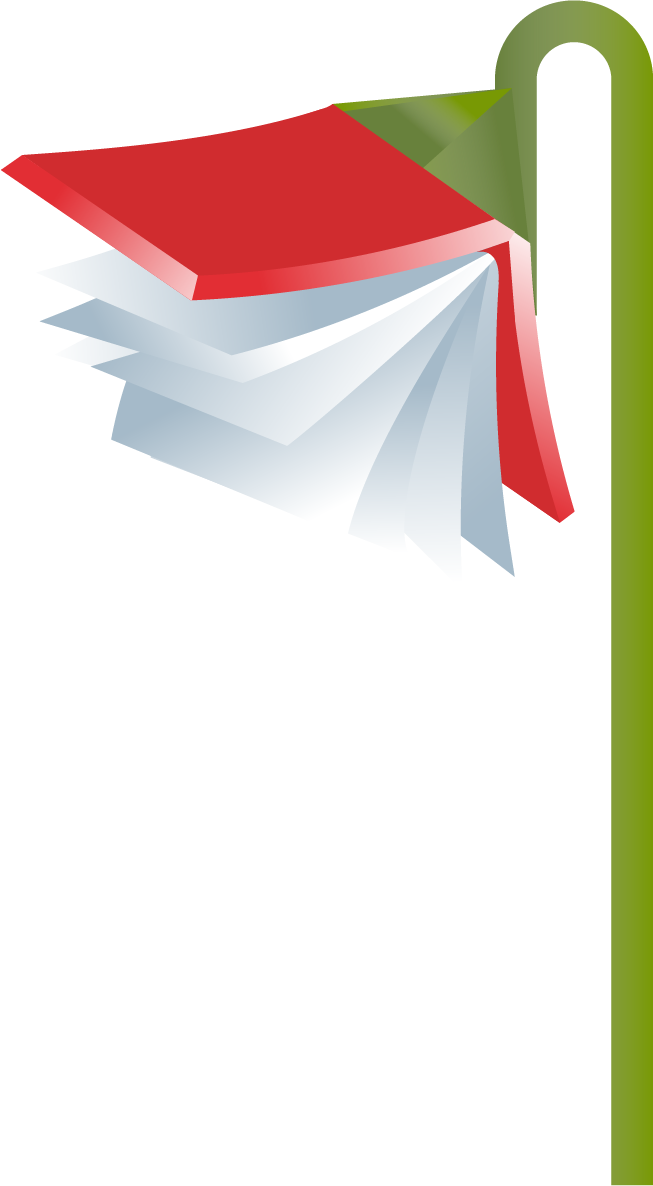 Image of a different red flower that has a book for petals