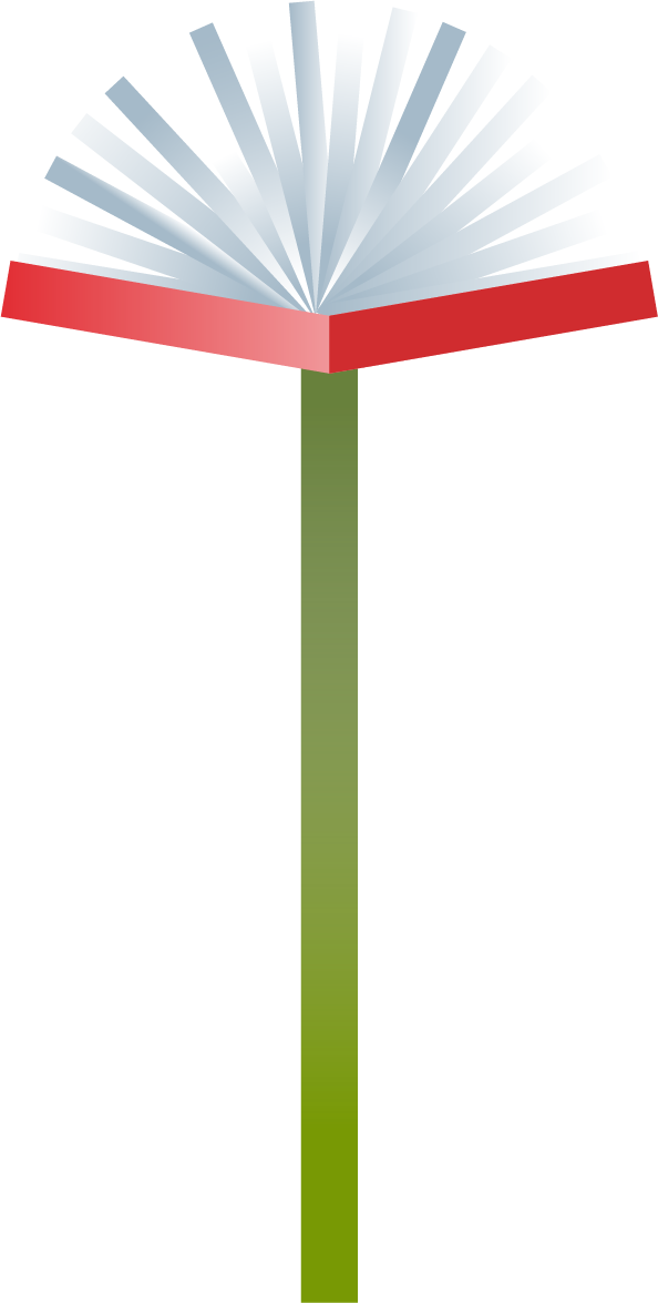 Image of a red flower where the petals are a book